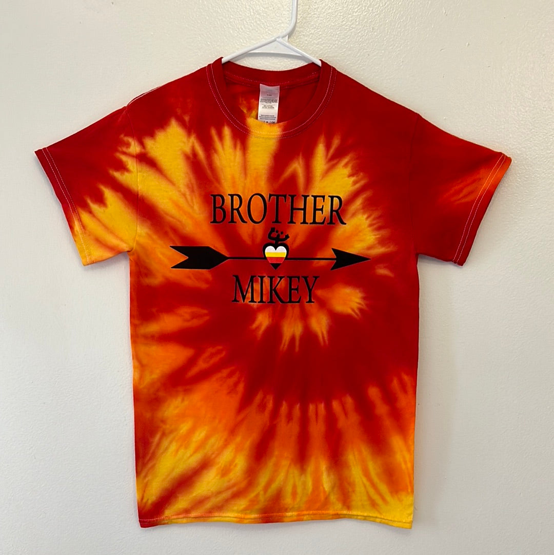 Tie Dye “Brother Mikey” Tee (Red/Orange)